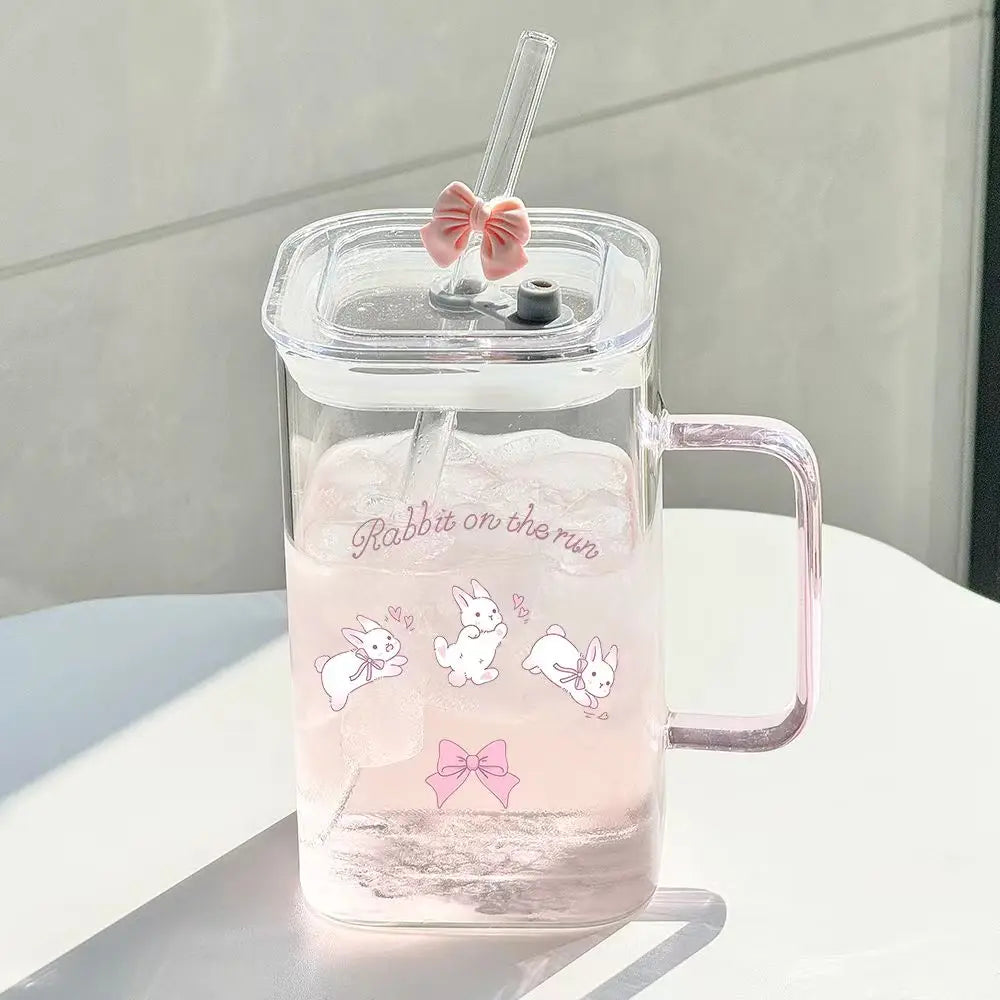 Bow Shaped Glass Water Cup - Cute Milk Coffee Cup