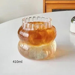 Ins Glass Cup Heat-resistant Tumbler Drinkware Transparent Tea Juice Milk Coffee Mug Home Water Glasses Stripe Mug 410/530ml