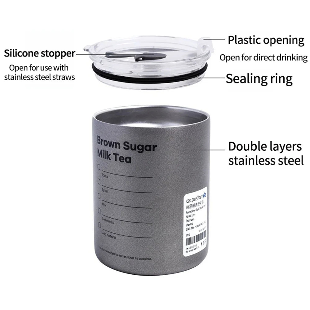 600ml Stainless Steel Thermos with Straw - BPA-Free Insulated Bottle