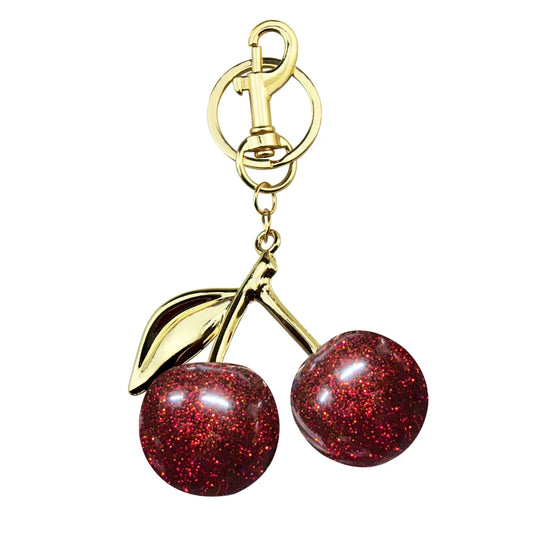 Exquisite Red Cherry Fruit Bag Charm Keychain 3 Color Key Ring for Elegant Women Backpack Purse Pendant Earring Jewelry Gift