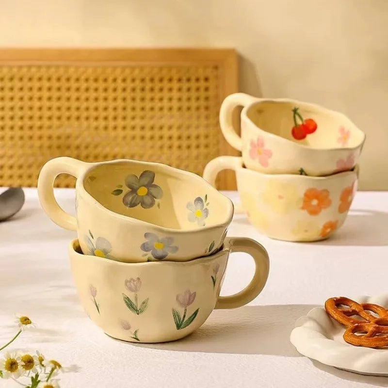 Handcrafted Vintage Floral Ceramic Coffee Mug