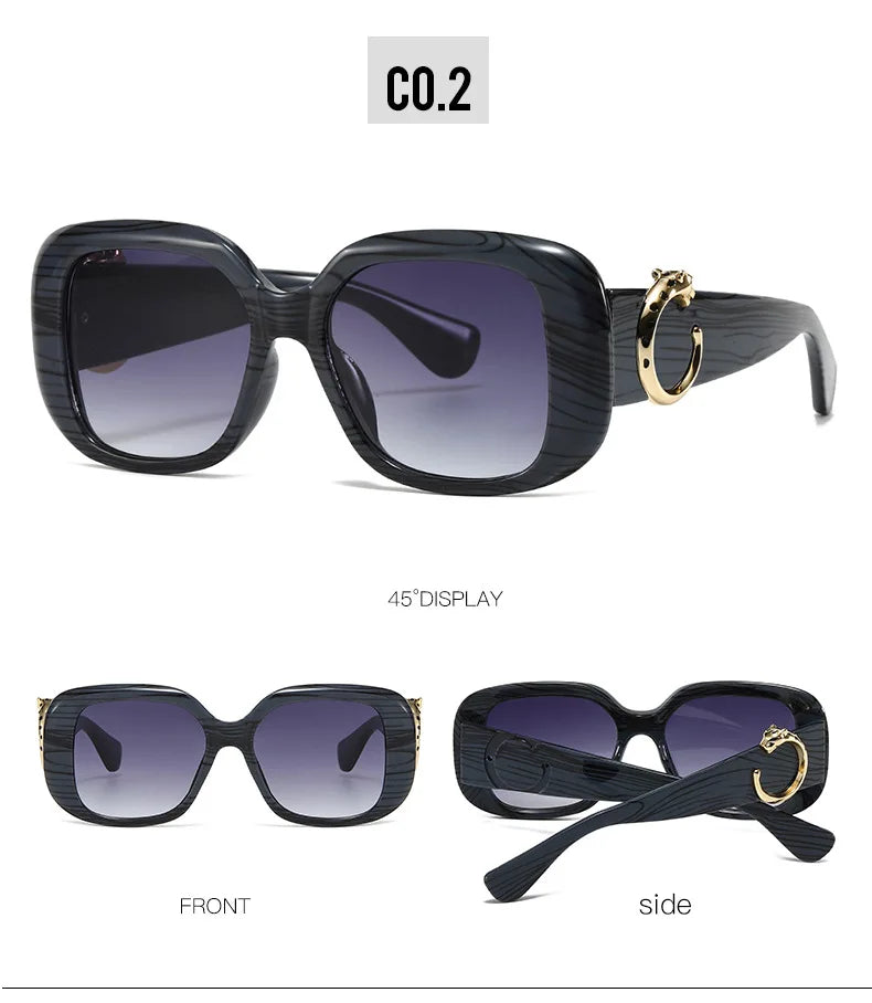 Big Frame Luxury Brand Designer Vintage Square Sunglasses Women For Men Sun Glasses Punk Classic Outdoor Gold Leopard Shades