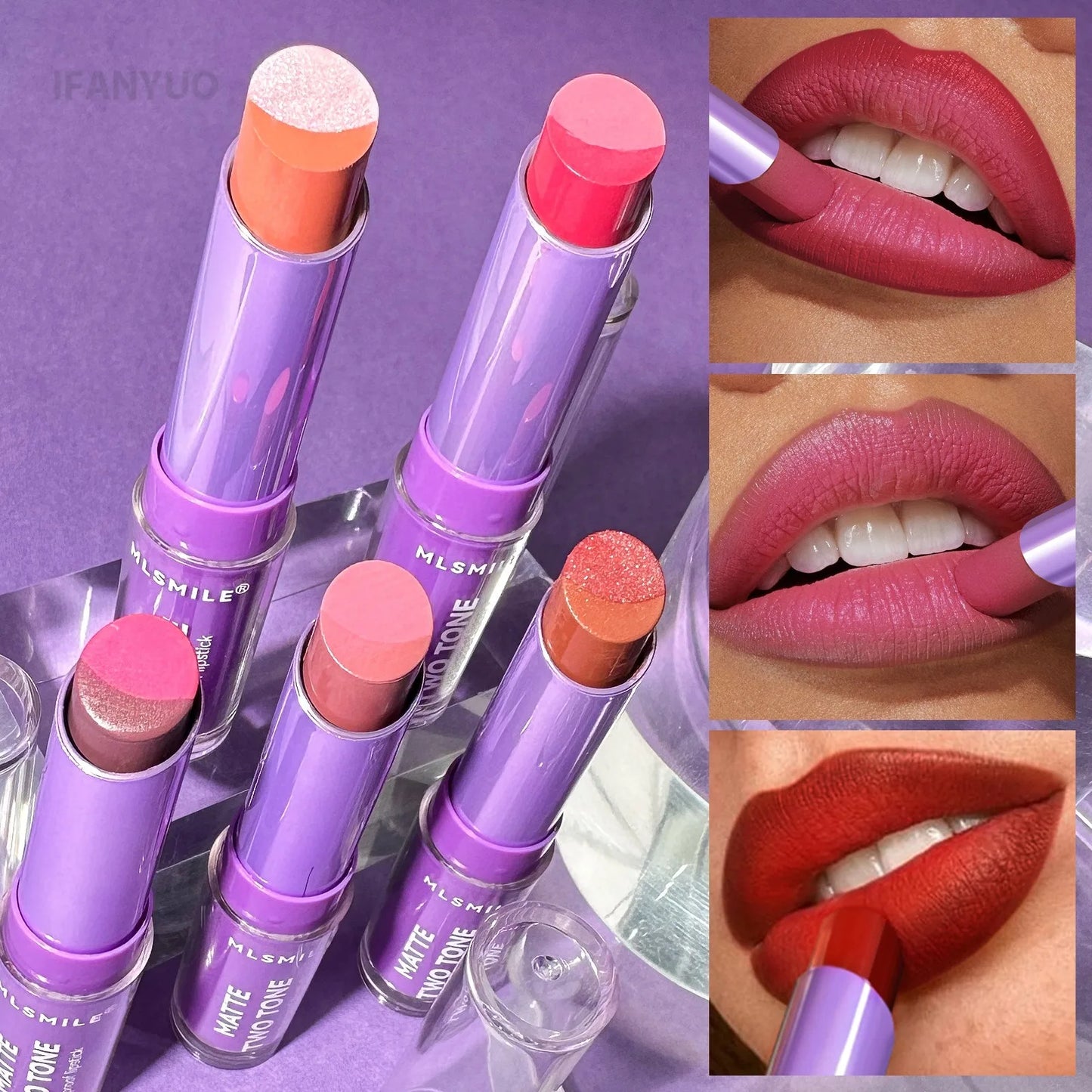 Rose Pink Gradient Lipstick - Waterproof Matte Collection