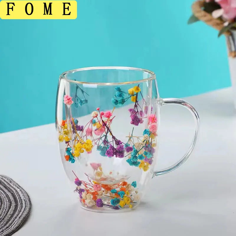 Christmas Double Wall Glass Mug - Heat Resistant Coffee Cup 250/350ml