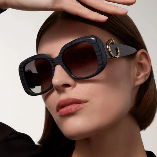 Big Frame Luxury Brand Designer Vintage Square Sunglasses Women For Men Sun Glasses Punk Classic Outdoor Gold Leopard Shades