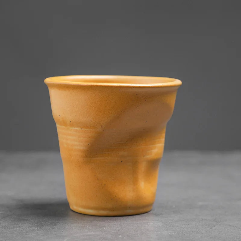 Mini Creative Irregular Coffee Cup - 90/180ml Retro Ceramic