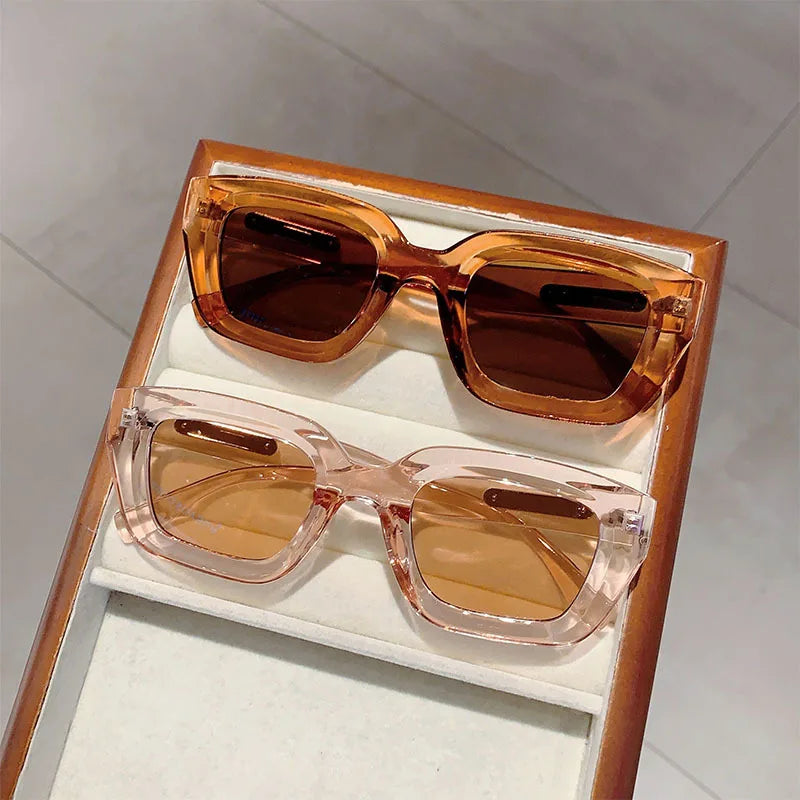 Fashion Vintage Luxury Brand Designer Olive Green Square Sunglasses Women For Men Sun Glasses Punk Popular Rivet Outdoor Shades