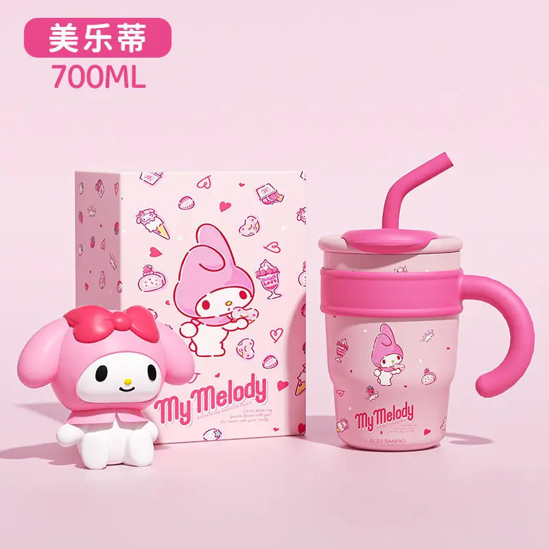 Sanrio Hello Kitty 700/1200ml Stanley Cup Large Capacity Cute Straw Insulated Cup My Melody Cartoon Child Stainless Cup Gift