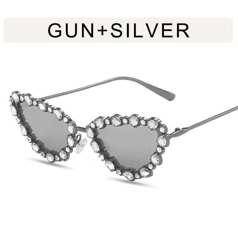 56219 Brand Diamond Sunglasses Women Cat Eye Retro Sun Glasses for Women Luxury Vintage Shades Female Black Oculos