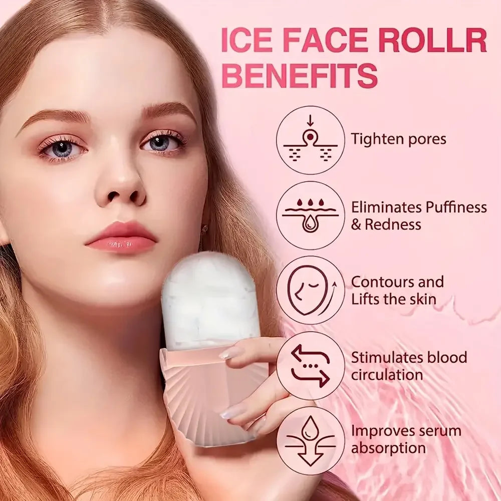 1/2/3pcs Ice Face Roller Facial Ice Roller Set,Facial Massage Roller Tool,Silicone Ice Face Roller,Gua Sha Board Skincare Tool