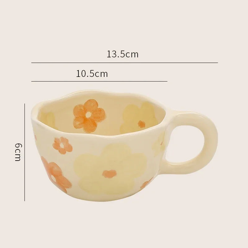 Creative Floral Pattern Ceramic Coffee Mug - Office & Home Use