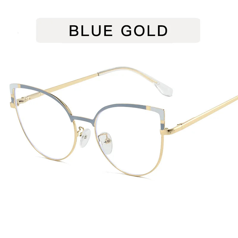 Cute cat eye glasses frame metal anti-blue light glasses female ins fashion spring leg glasses frame computer goggles whosale