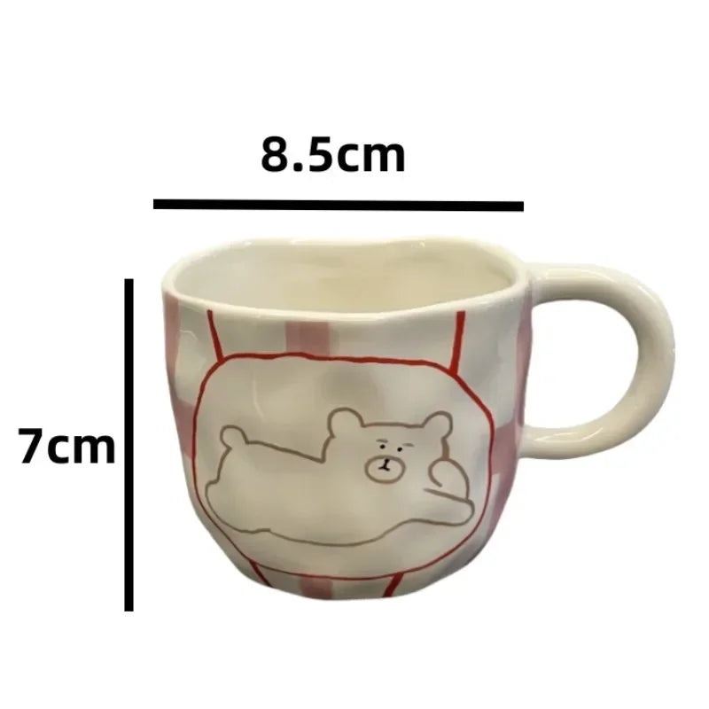 250ml Hand Pinched Flower Ceramic Mug - Korean Style Coffee Cup