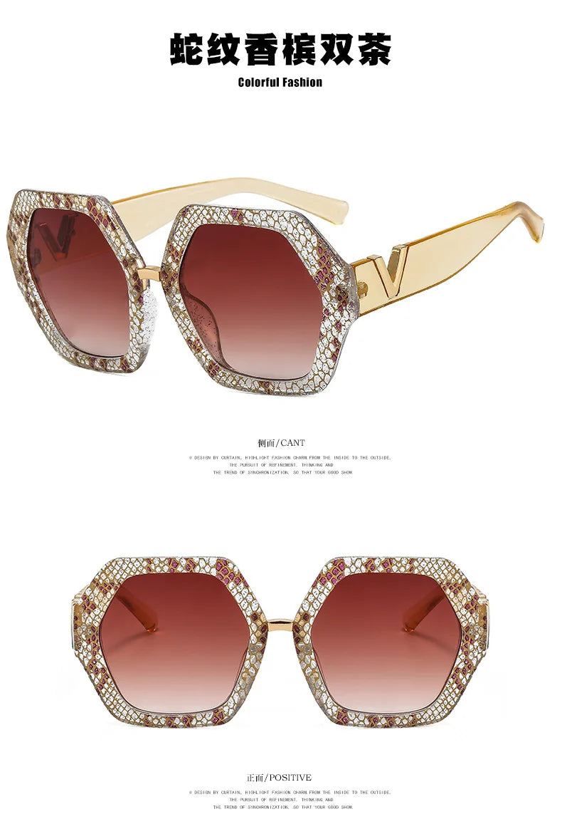 Fashion Luxury Designer Sunglasses Women Men Oversized Polygonal Sun Glasses Female Vintage Travel Driving Shades Eyewear UV400