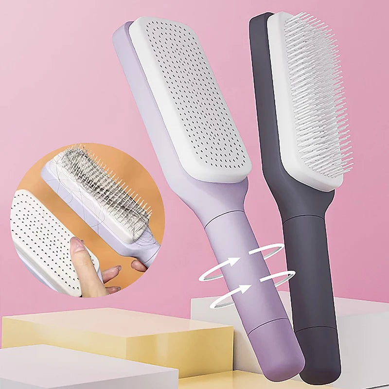 Self-Cleaning Hairbrush - One-Key Cleaning Scalp Massage Comb