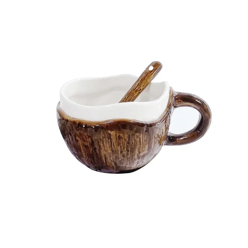 Korean Retro Hand Pinched Ceramic Coffee Cup - 250ml