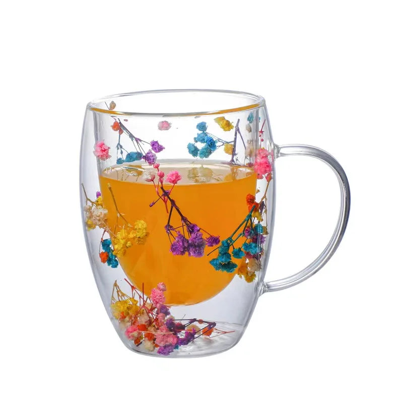 Christmas Double Wall Glass Mug - Heat Resistant Coffee Cup 250/350ml