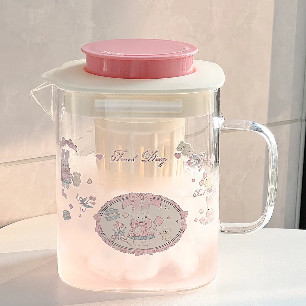 1000ml Cute Bow Shaped Glass Teacup - Large Water Cup