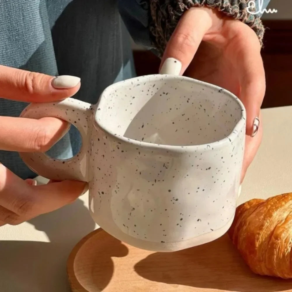 280ml Ceramic Ring Handle Mug - Modern Print Coffee Cup