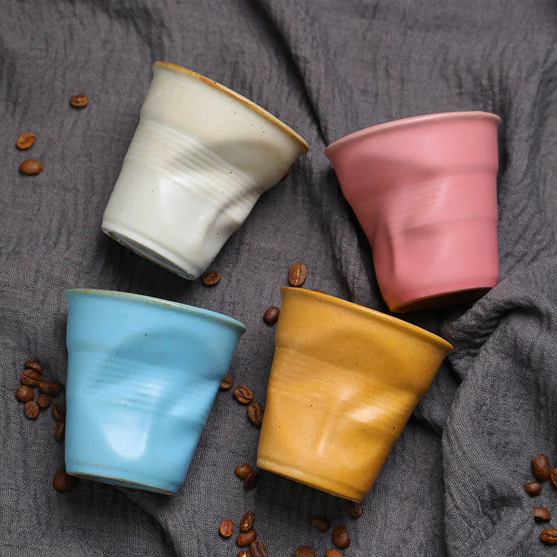 Mini Creative Irregular Coffee Cup - 90/180ml Retro Ceramic