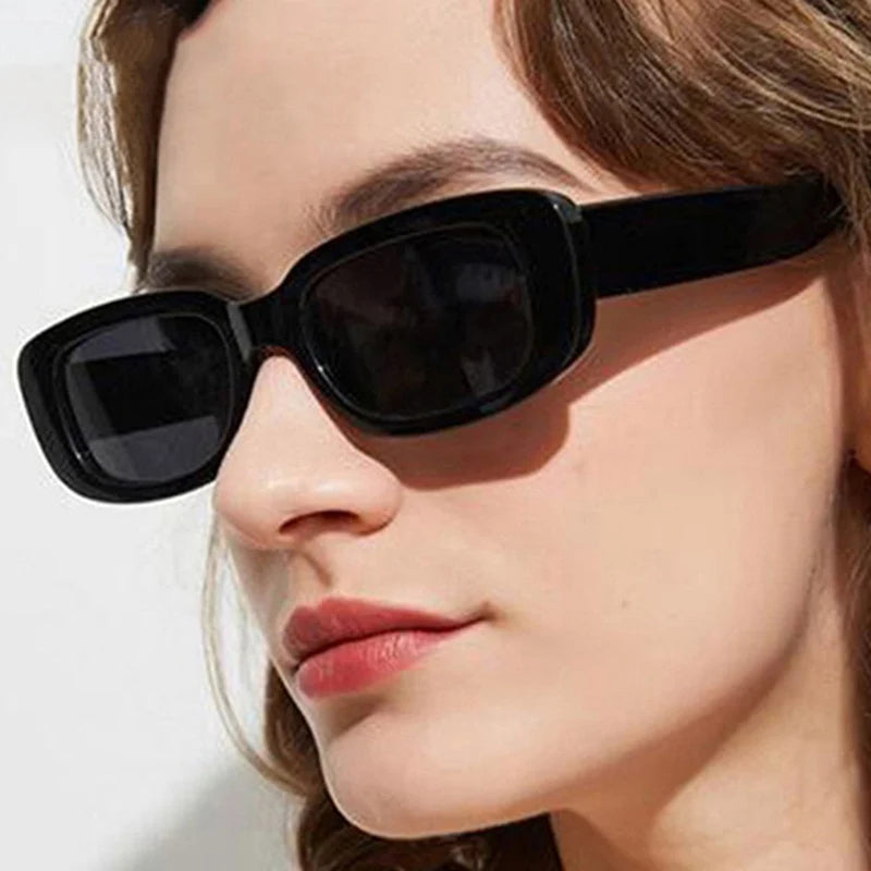 Fashion Black Square Sunglasses Woman Luxury Brand Small Rectangle Sun Glasses Female Gradient Clear Mirror Oculos De Sol
