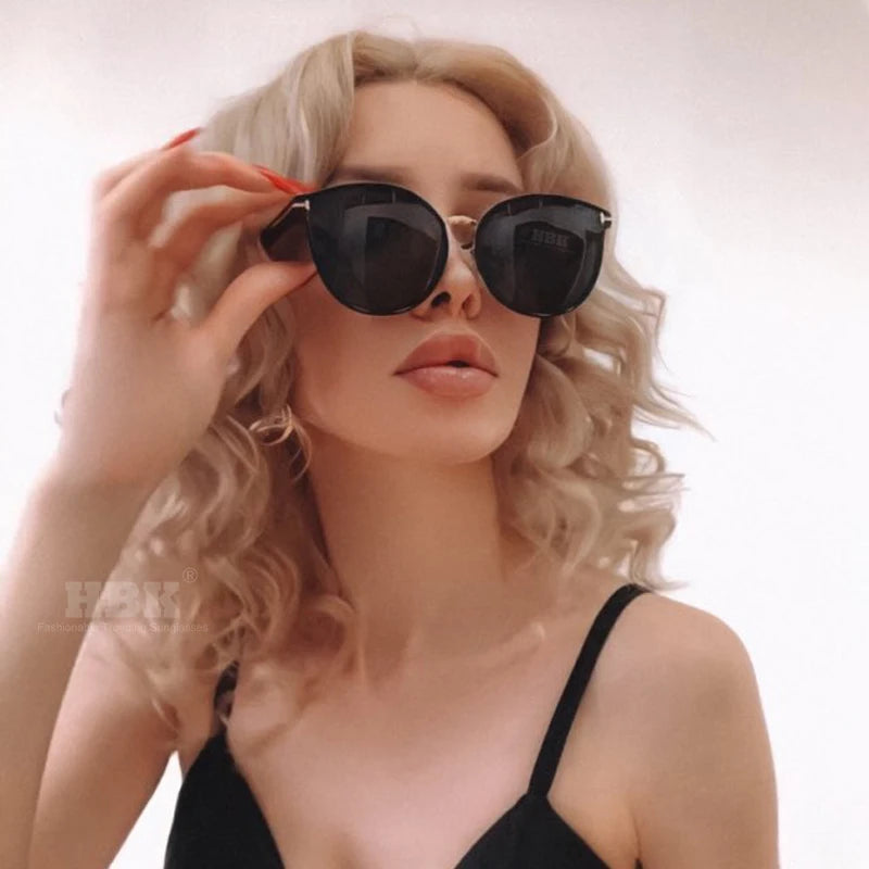 HBK Retro Polarized Sunglasses Woman Cat Eye Fashion Polar Sun Glasses Luxury Ladies Brand Ultralight Tourism Party Driving