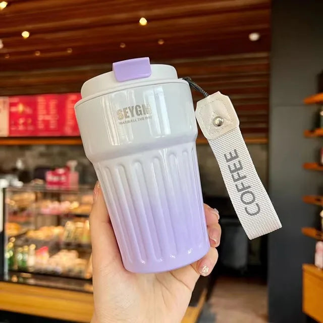 Stainless Steel Thermal Coffee Bottle 400/500ml - Leak-proof Travel Mug