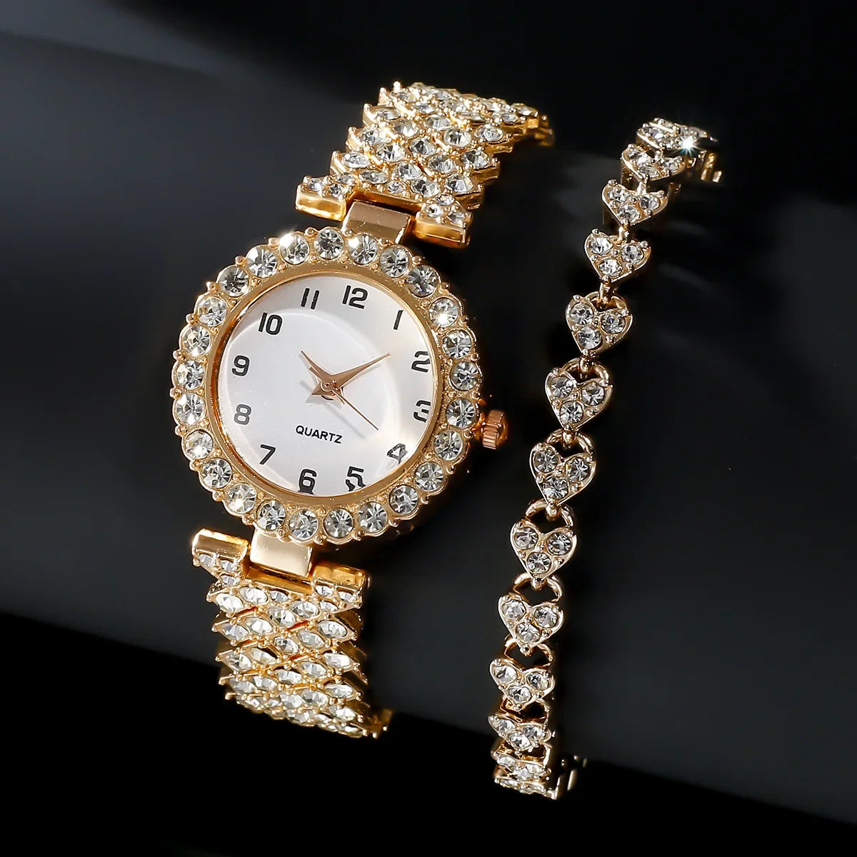 Luxury Women Watch Set - Silver Strap Quartz with Bracelet Gift
