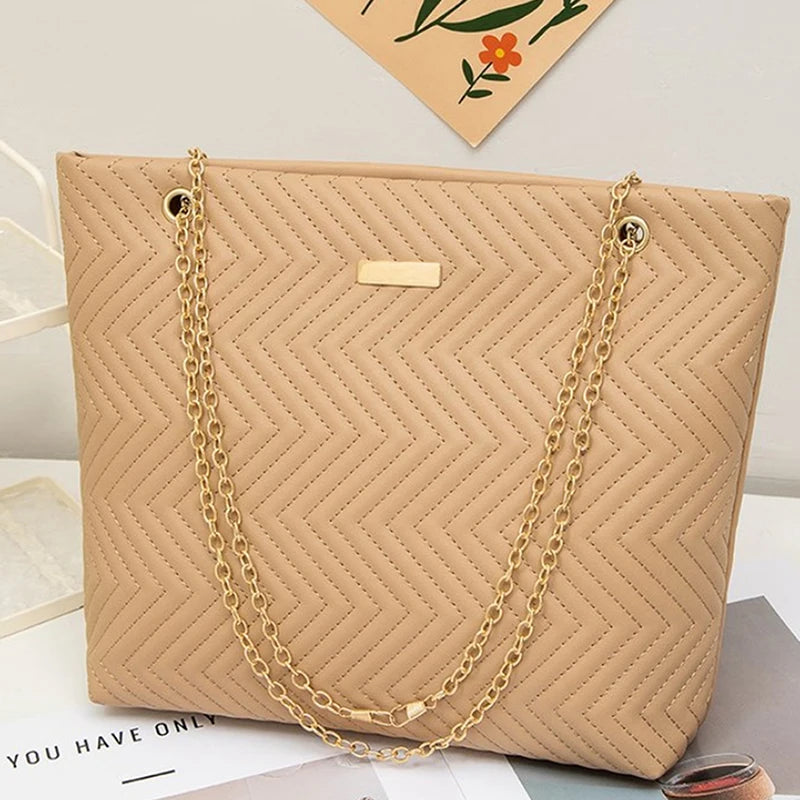 Women's Large Capacity PU Shoulder Tote Bag - Casual Crossbody Handbag