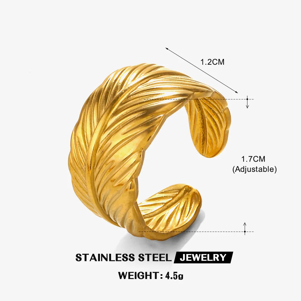 Stainless Steel Wide Geometric Ring - Punk Style Wedding Band