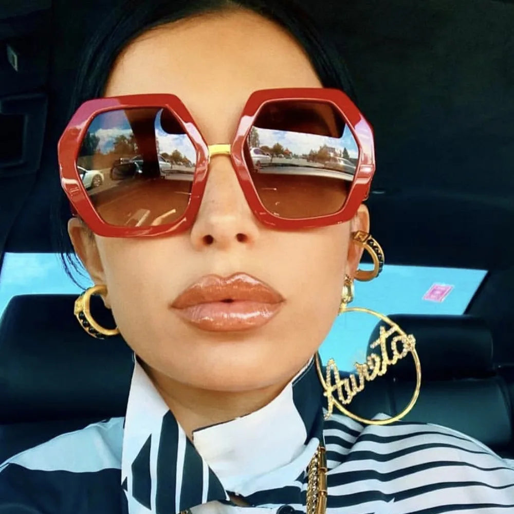 Fashion Luxury Designer Sunglasses Women Men Oversized Polygonal Sun Glasses Female Vintage Travel Driving Shades Eyewear UV400