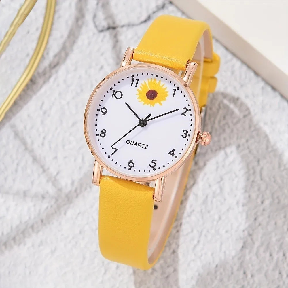 Children's Watch & Bracelet Set - Cute Chrysanthemum Quartz