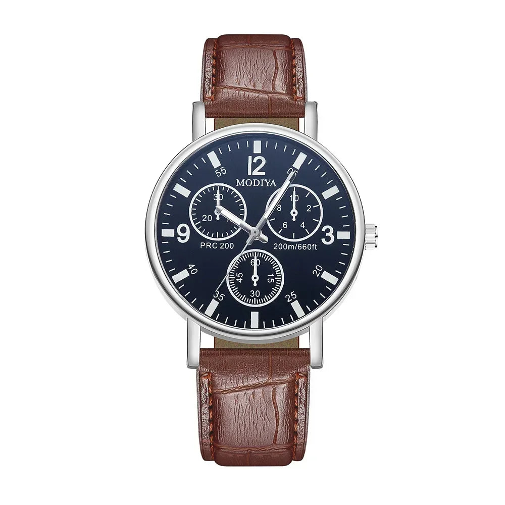 Men's Business Leather Strap Watch - Luxury Quartz Wristwatch