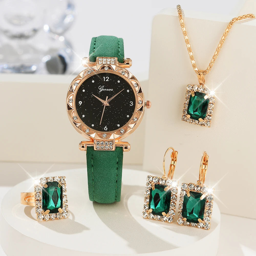 Women's Watch Set - 5pcs Luxury Rhinestone Quartz Watches