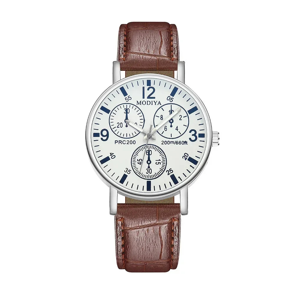 Men's Business Leather Strap Watch - Luxury Quartz Wristwatch