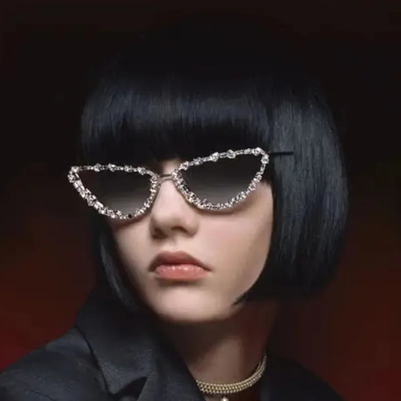 56219 Brand Diamond Sunglasses Women Cat Eye Retro Sun Glasses for Women Luxury Vintage Shades Female Black Oculos