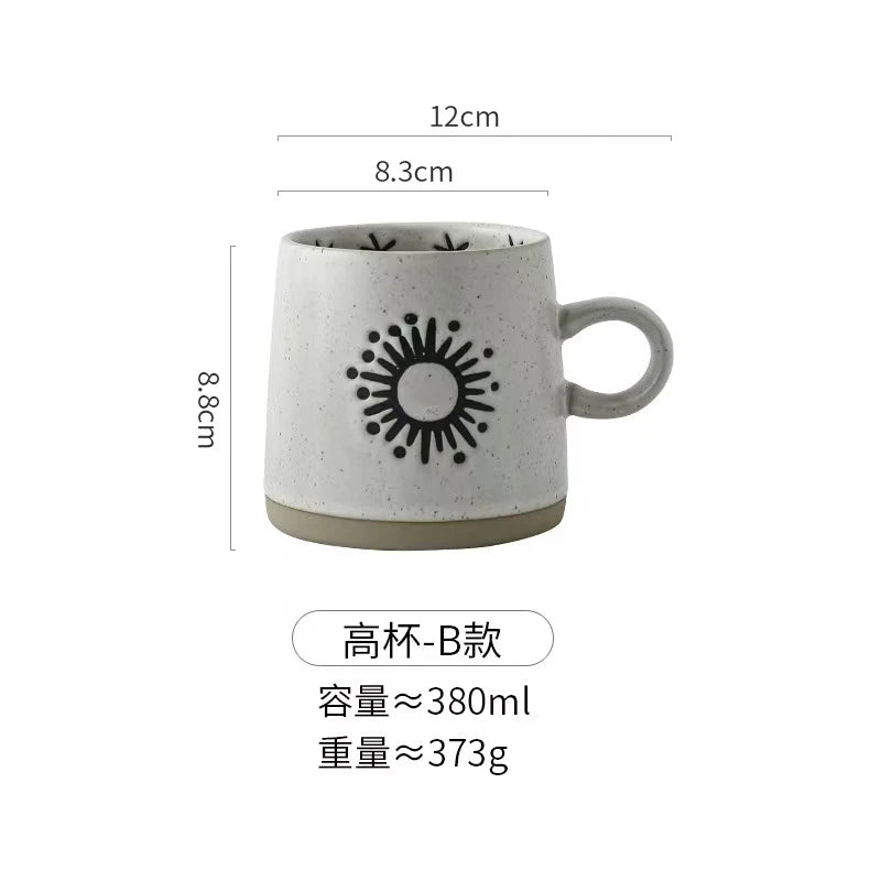 Japanese Ceramic Mug, High-value Coffee Mugs, Pine Tree Pattern Oat Breakfast Milk Kawaii Cup, Couple Tea Cups As Birthday Gift