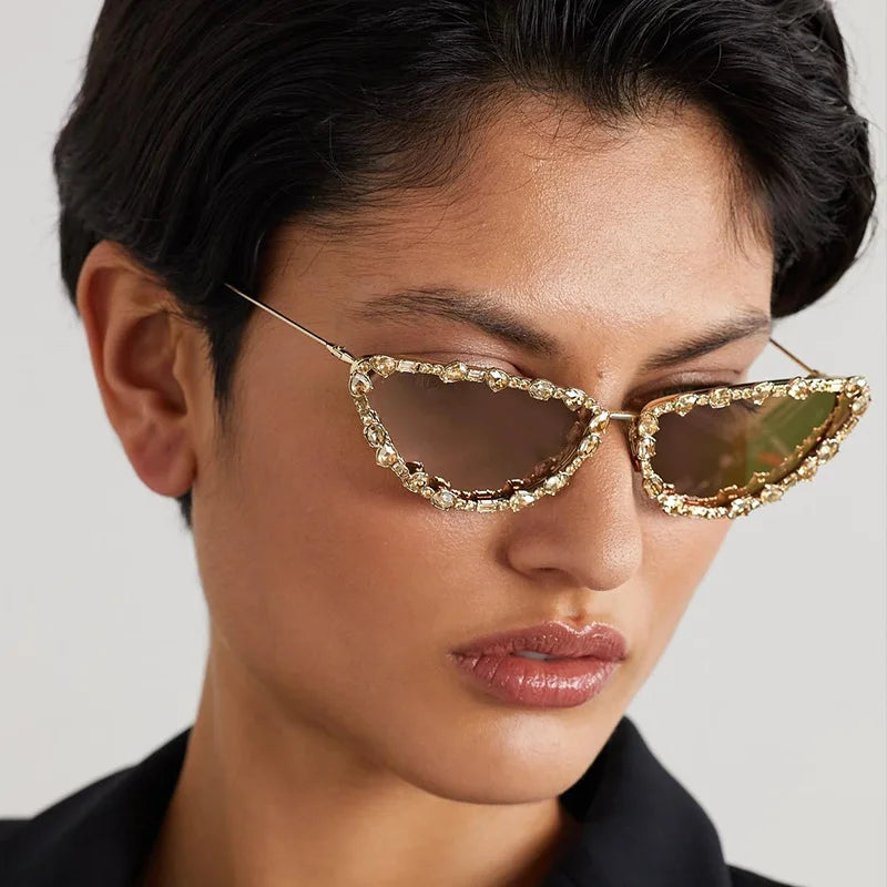56219 Brand Diamond Sunglasses Women Cat Eye Retro Sun Glasses for Women Luxury Vintage Shades Female Black Oculos