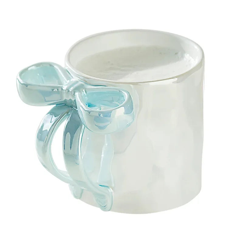 Premium Bowknot Ceramic Mug Creative Water Cup New Breakfast Cup Coffee Cup Women's Home Drinkware Breakfast Plates, Tableware