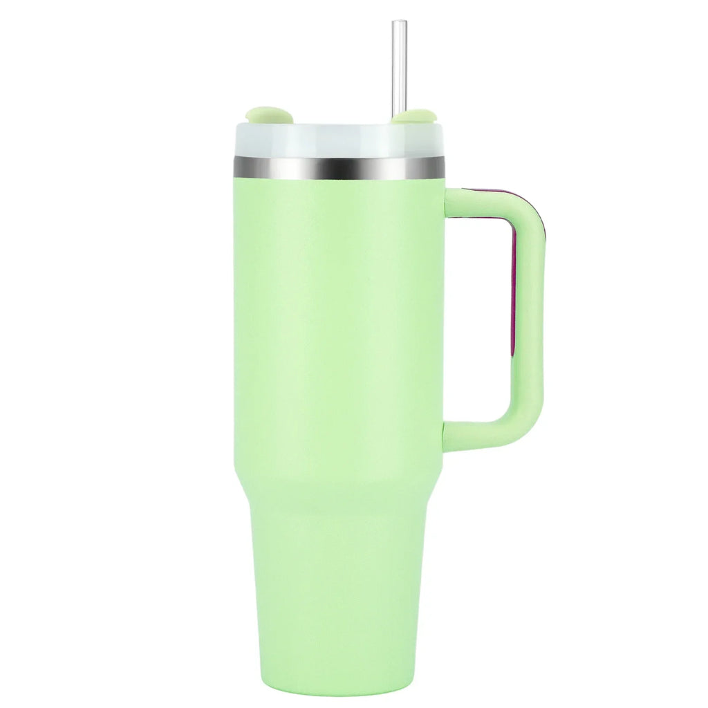 40oz Stainless Steel Tumbler with Handle & Straw - Vacuum Insulated Travel Mug