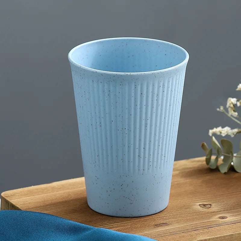 Wheat Straw Stripe Couple Water Cups - Multi-Functional Mug Set