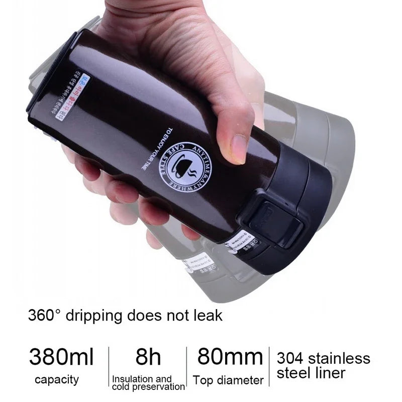 380ML Thermal Mug Double Wall 304 Stainless Steel Coffee Cup Vacuum Flask Thermos Water Bottle Tea Coffee Leak-proof Thermos Mug