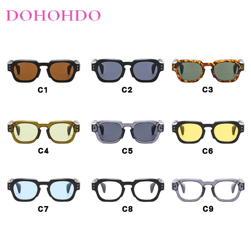 2025 Fashion Small Square Rivets Sunglasses Women Thick Frame Travel Sun Glasses Men's Ladies Sun Shades UV400 Unisex Eyewears