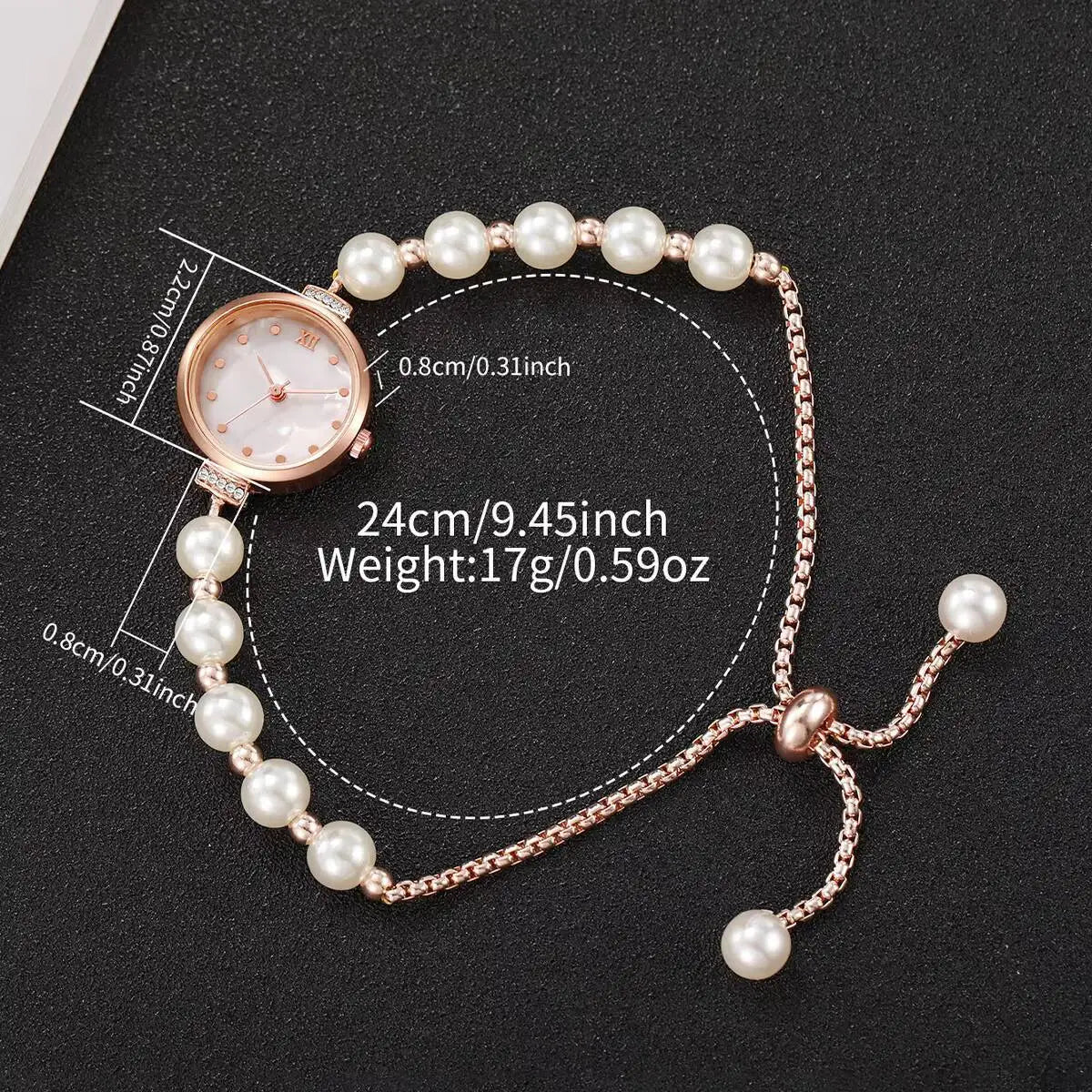 Fashion Women Watches Elegant Pearl Bracelet Band Quartz Wristwatch For Ladies Clock Reloj Mujer（Without Box）
