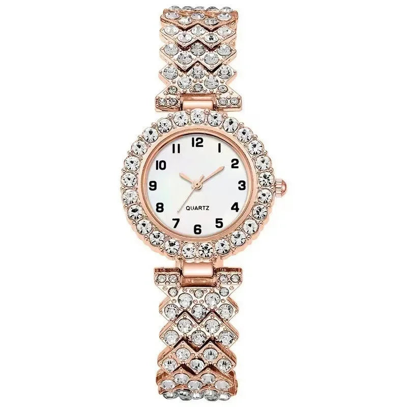 Luxury Women Watch Set - Silver Strap Quartz with Bracelet Gift