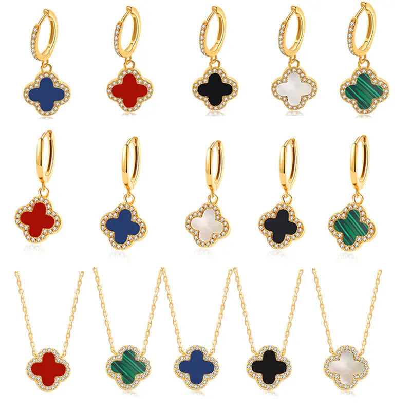 Necklaces, simple and high-end, clover necklaces, earrings, necklace sets, jewelry wholesale