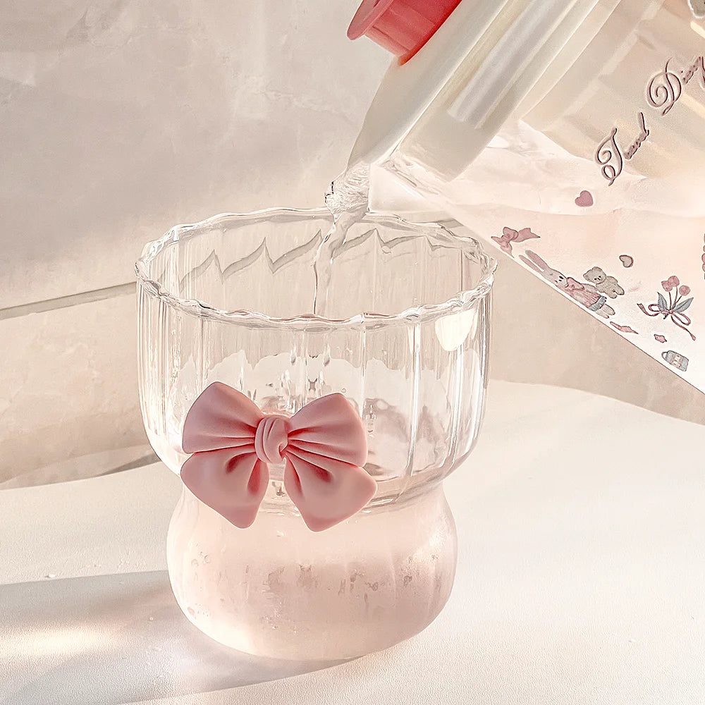 1000ml Cute Bow Shaped Glass Teacup - Large Water Cup