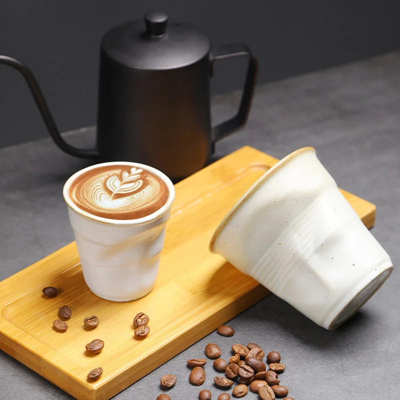 Mini Creative Irregular Coffee Cup - 90/180ml Retro Ceramic