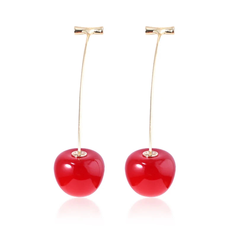 Red Cherry Fruit Bag Charm Keychain - Elegant 3-Color Key Ring for Women