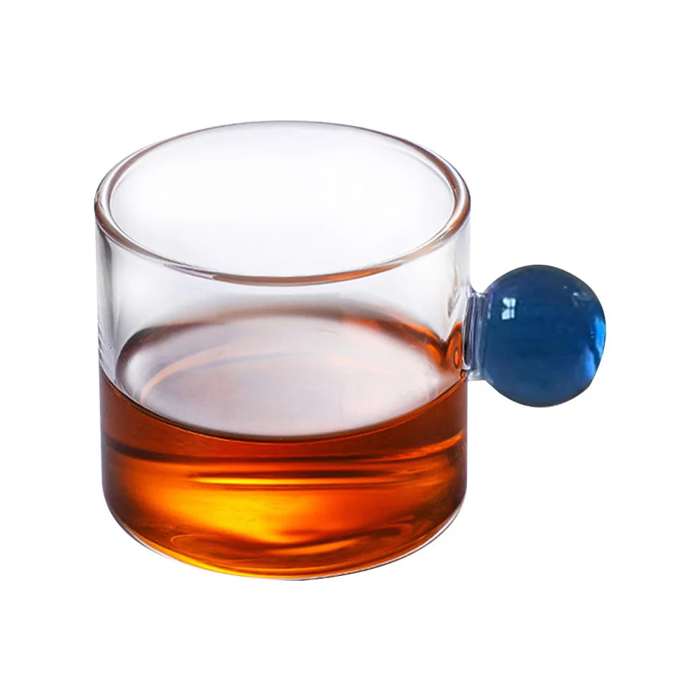 110ML Glass Cup Heat Resistant Espresso Cup Milk Sauce Jug Glass Ball Handle Teacup Wine Beer Glass Breakfast Cup Drinkware